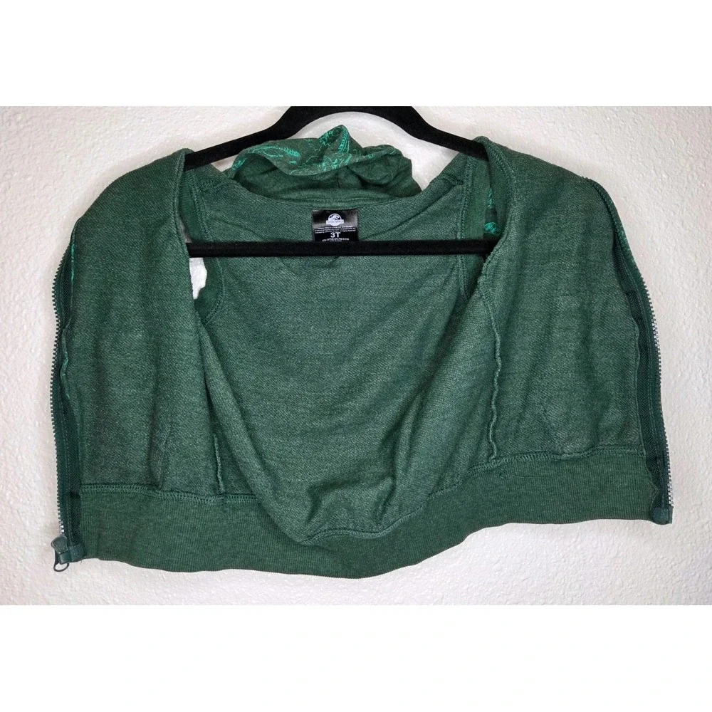Jurassic World Toddler Hoodie Vest 3T Green Dinosaur Print Zip Up‎